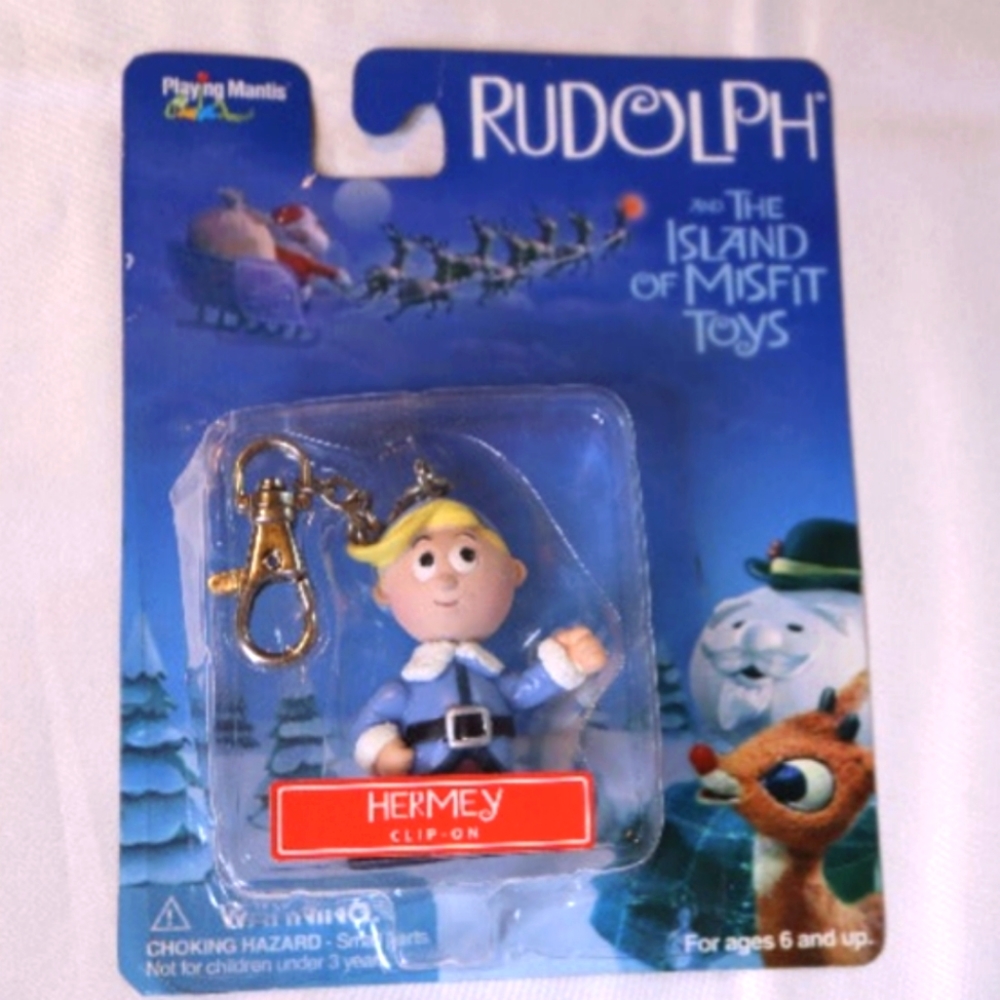 Rudolph and the Island of Misfit Toys Clip on Hermey NIP Key Chain Ornam…
